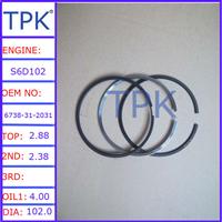 
For komatsu PC200-7, PC220-7 PC220-7 engine piston ring, S6D102 piston ring
