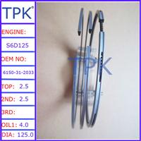 
Komatsu S6D125-1 S6D125E-2 piston ring,SA6D125-1 SAA6D125E-3,6150-31-2033 6150-31-2032
