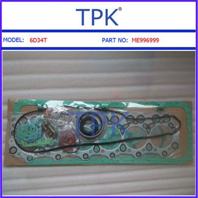 Mitsubishi 6D34 Full Gasket Kit,6D34T Complete Engine Gasket Set, ME996999 ME996454 ME999821