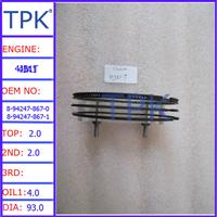 
4JA1 piston ring, 4JB1T engine Piston Ring 8-94247-867-0 8-94247-867-1
