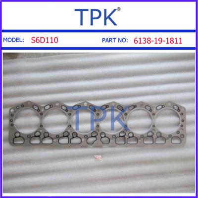 Komatsu S6D110 cylinder head gasket,S6D110-1 gasket set 6138-19-1811 6138-19-1810