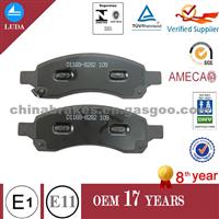 China Brake Pad Factory D1169 For Chevrolet Trailblazer