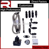 Universal Adjustable Fuel Pressure Regulator Kits 30-70psi Gauge AN6 Braided Oil Hose