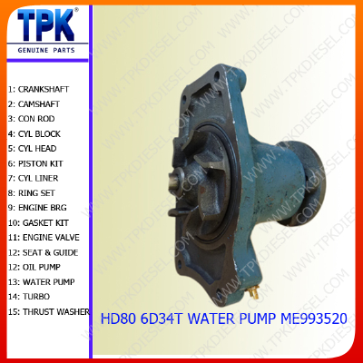 SK200-6 SK230-6E Engine 6D34T WATER PUMP ME993520 FROM CHINA