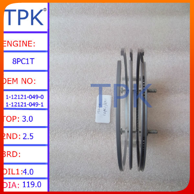 Isuzu 8PC1T Piston Ring 1-12121-049-0 1-12121-049-1, 8PC1 piston ring, 8PC1-T ring set