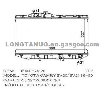 Auto Parts Radiator For Toyota CAMRY CAMRY'89-91 SV21 SV20 / DIM：327*668*16 / OEM: 16400-74120 , MT ,DPI: 532 870 1260