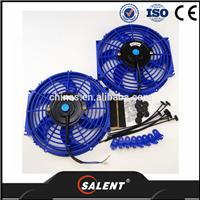 
auto parts 10" inch Universal Slim Fan Push Pull blue Electric Radiator Cooling 12V Mount Kit BU Radiator Fan
