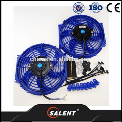 auto parts 10" inch Universal Slim Fan Push Pull blue Electric Radiator Cooling 12V Mount Kit BU Radiator Fan