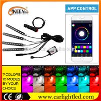 KEEN 2016 12v 4pcs new mobile phone APP bluetooth control colorful car lighting interior LED 5050 foot atmosphere light strip