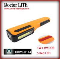 
2016 Newly 3W COB Working Light, multi-function red led strobe pen light, Pen shape plastic COB working light with magnets
