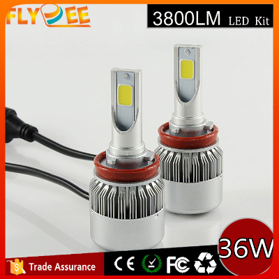 2016 Flydee Newest Upgrade AUTO parts factory price 3800lm 36W H8 H9 H11 C6 LED HEADLIGHT H11