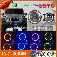 
Hottest 7inch LED Headlight Bluetooth Phone APP Control 7 inch round Jeep RGB halo ring led headlights
