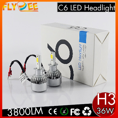 Automotive LED Headlight Bulbs C6 36W 3800LM LED COB Chip Car Auto Lighting Headlight Kit H1 H3 H11 H4 H7 9005 9006