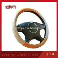 
2016 fashion design wooden steering wheel cover with real leather
