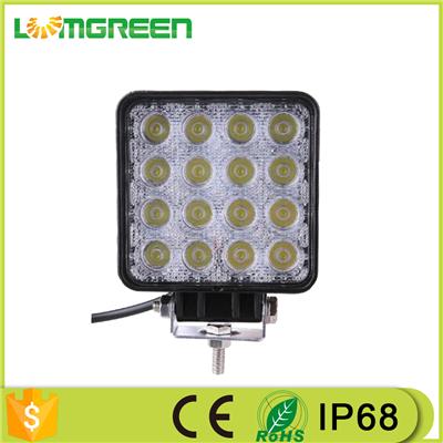 Factory Wholesale 12V 24V IP68 waterproof Square 4.3inch Epistar 48W LED Work Light , LED Headlight for Heavy Duty