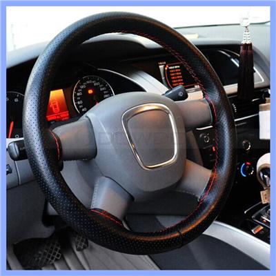 Top Leather Head Layer Skin Leather Steering Wheel Cover Laser Drilling Four Seasons General Hand Sewn Car Steering Wheel Sleave