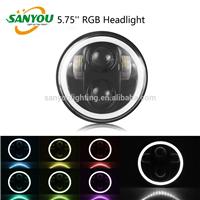 
popular newest led 5.75'' rgb headlight for harley rgb led headlight black& silver with+rgb
