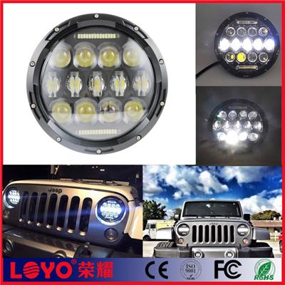 top quality headlight 7 inch 75w hi/ lo led headlamp for jeep with daytime running light
