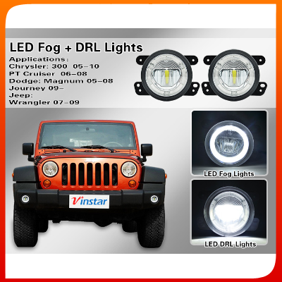 Vinstar OEM ODM E-mark approved daytime running led Fog+DRL light fog lamp for jeep wrangler