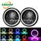 2017 popular 7 inch rgb led headlight for jeep halo angle eyes led headlamp