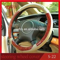 
Beige and Brown Genuine Leather steering wheel cover universal Small Medium Large sizes
