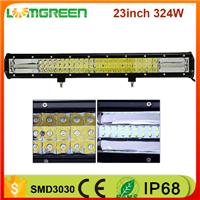 New 23" 12V Straight car driving light 3 Row Tri-Row 8D 108pcs LED 23inch 324W Off Road Triple Row SMD3030 LED Light Bar