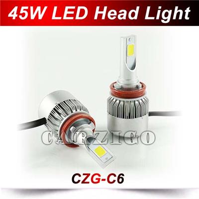 CZG-C6 car led headlight H1/H7/H8/H11/9005(HB3)/9006(HB4),H4 45w 3000lm 90w 6000lm h4 led headlight car led head light bulbs
