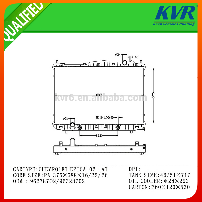 China Universal Cooling System Radiator for Chevrolet Epica' 02- Oem 92147802