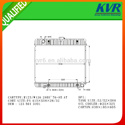 China High Quality Auto Radiator FOR W123/W126 280S'76-85 OEM 123 501 3301