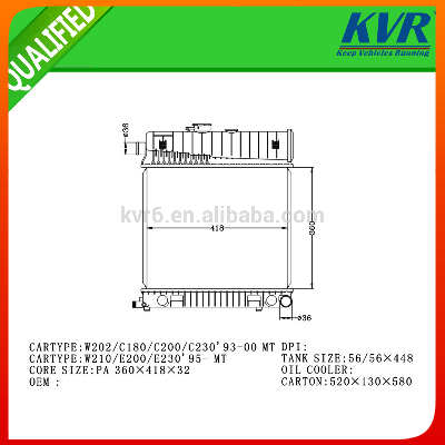 High Quality Auto Radiator FOR W202/C180/C200/C230'93-00 W210/E200/E230'95- OEM 202 500 2603/5803/5903/6103