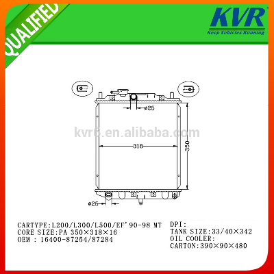 High Quality Auto Radiator FOR DAIHATSU L200/L300/L500/EF'90-98 OEM 16400-87254/87284
