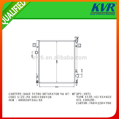 High Quality Auto Radiator FOR CHRYSLER DOGE NITRO DETONATOR V6 07- OEM 68003973AA/AB