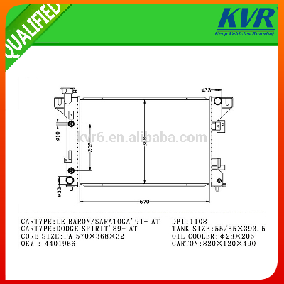 Specializing in variety auto radiator FOR LE BARON/SARATOGA'91- DODGE SPIRIT'89- OEM 4401966