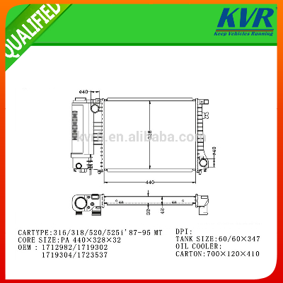 Performance Aluminum Radiator FOR 316/318/520/525i'87-95 OEM 1712982/1719302 1719304/1723537