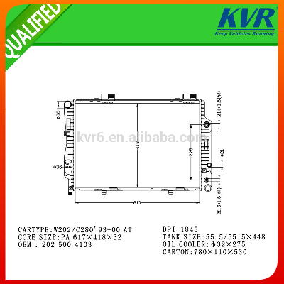 High Quality Auto Radiator FOR W202/C280'93-00 OEM 202 500 4103