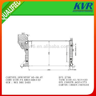 mechanical auto radiator FOR SPRINTER'95-00 OEM 901 500 3400