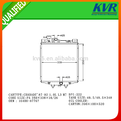 High Quality Auto Radiator FOR DAIHATSU CHARADE'87-92 1.0L L3 OEM 16400-87767