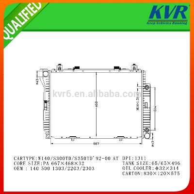 auto engine cooling radiator FOR W140/S300TD/S350TD'92-00 OEM 140 500 1303/2203/2303