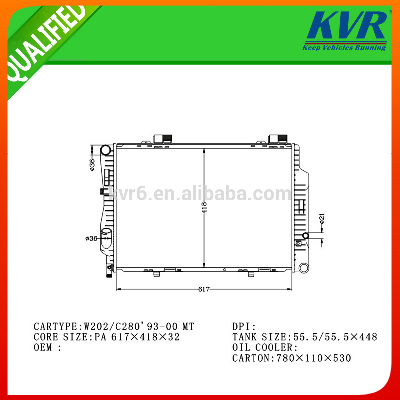 auto aluminum radiator FOR W202/C280'93-00 OEM 202 500 2103/6603