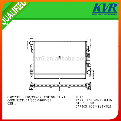 car cooling system radiator FOR C230/C240/C320'00-04 OEM 203 500 0303/0503/0603/1003 203 500 1103/2503/3403/3903