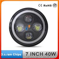 7 Inch Round Led Headlight High/Low Beam Head Lamp With Angel Eye for JEEP