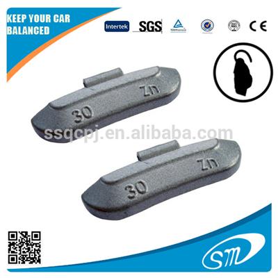 Zinc clip on wheel weights for tyre balance