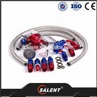 
Aluminum Fuel Pressure Regulator Kit AN 6 6-AN Fitting Gauge Braided Line Blue
