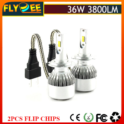 2016 China factory price Flip chip 36w 3800 lumen auto bulb C6F led headlight car h7 for skoda octavia