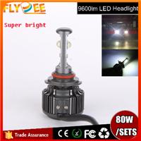 High quality assured car accessories super bright 40W Crees chip v16 turbo led headlight 80w 9600lm for cars lighting 9005 9006