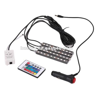 2017 New One For Four Atmosphere Neon Light Lamp RGB 9 LED Wireless Indoor Floor Interior Decorative Car Auto Lighter