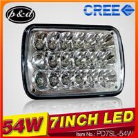 Auto square Waterproof 54W brightest h6054 headlight , led 5x7 headlight for Jeep Wrangler YJ Cherokee XJ H6054 H5054 H6054L