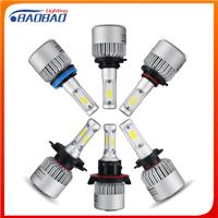 Factory price auto lighting 72W 6500K S2 headlamp bulb led lights COB h4 h11 h13 h7 LED car headlight 9006 9005 led bulb light