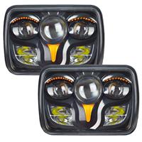 5x7 Inch Headlights, 7x6 6X7" Square LED Reflector Replacement with White DRL Yellow Turn Signal