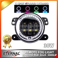 remote RGB 30W 4in led fog light offroad fog lamp 4x4 motorcycle truck trailer vehicles work led driving lamp